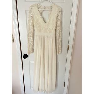 MANIJU Ivory lace long sleeve maxi